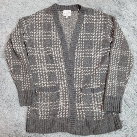 Pink Rose Womens Sweater Cardigan Gray Medium Open Front Pockets‎ Stretch - Picture 1 of 10